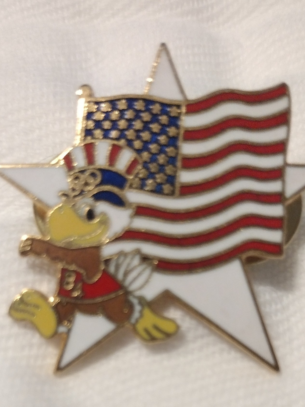 Olympics 1981 Eagle Pin with American Flag